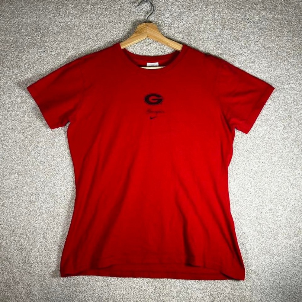 Women's Y2K Georgia bulldogs nike center swoosh red college tee shirt tshirt